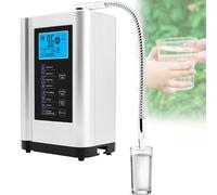 Ionizador de agua, máquina purificadora de agua pH 3.5-10.5 máquina de agua de ácido alcalino, hasta +400 a -500 mV ORP, 8000 litros por filtro, 7 ajustes de agua, limpieza automática(Silver)