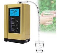 Ionizador de agua, máquina purificadora de agua pH 3.5-10.5 máquina de agua de ácido alcalino, hasta +400 a -500 mV ORP, 8000 litros por filtro, 7 ajustes de agua, limpieza automática(Gold)