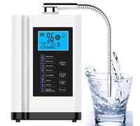 Ionizador de agua para el hogar, pH 3.5-10.5, máquina de agua alcalina, hasta -500 mV ORP, con 7 configuraciones de agua, 8000 litros por filtro, autolimpieza, control por voz inteligente White