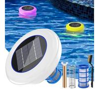 Ionizador solar for piscinas elevadas, luz LED flotante RGB, purificador de agua de seguridad for piscinas, luz LED de 7 colores, ionizador de cobre for piscinas de hasta 35,000 galones