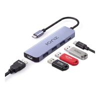 IONZ Hub USB C, concentrador 5 en 1 para portátiles, adaptador HDMI 4K a | 3 puertos de datos USB-A, adaptador compacto multipuerto tipo C para MacBook Air Pro, HP, Dell, iPad, Samsung Galaxy