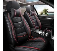 IONZS Coche Cuero Cubre Asientos para Volkswagen VW Passat CC 2010-2018 No-Computer-Box,Funda Asiento Delantero Trasero,Completo Juegos Cubreasientos Protectores,A/Blackred-Withpillow