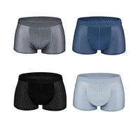 iooico Men's 4 Pack Boxer Shorts, Mesh Breathable Underwear Soft Stretch Trunks Underpants (134PL)