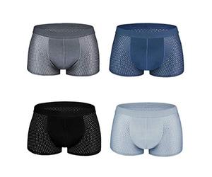 iooico Men's 4 Pack Boxer Shorts, Mesh Breathable Underwear Soft Stretch Trunks Underpants (134PXL)