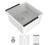 IOROYO Fregadero de barra bajo encimera de 17 pulgadas x 17 pulgadas, granito blanco compuesto de cuarzo pequeño, fregadero de preparación de barra para caravana, cocina pequeña