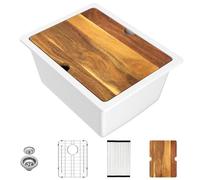 IOROYO Fregadero de barra Worksttaion de 15 pulgadas, 15 x 20 pulgadas, granito blanco compuesto de cuarzo pequeño, fregadero de preparación para barra debajo del mostrador, para caravana, cocina