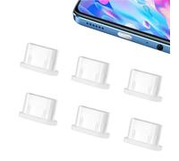 IOSPKKIO® 6 piezas USB C tapón antipolvo compatible con Google Samsung Galaxy Xiaomi Redmi XPLORA Motorola iphone15 Funda Silicona USB 3.1 Tipo C Tapa protectora Blanco