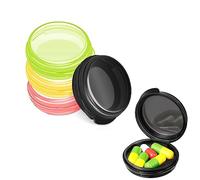 IOSPKKIO® Pastillero pequeño Redondo de 4 Piezas, Mini Caja de Almacenamiento, portátil, fácil de distinguir para Almacenamiento de Pastillas a Prueba de Humedad (Verde, Rosa, Amarillo, Negro)