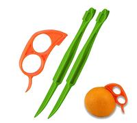 IOSPKKIO® Pelador De Naranjas De PláStico Premium De 3 Piezas, Herramienta para Pelar Frutas, 2 Formas Diferentes, Mouse Y Mango Largo para Pelar FáCil Y Convenientemente (Verde Y Naranja)