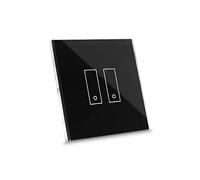 iotty E2 PLUS, interruptor inteligente para luces y puertas, compatible Google/Alexa/Siri/IFTTT, aplicaciones IOS/Android, placa táctil, vidrio retroiluminado, sensores de temperatura/brillo, negro