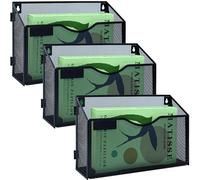 IOUGDSEC 3 paquetes de 1 nivel de malla A4 en bandeja para colgar en la pared, soporte para archivos, revistas, documentos, organizador de correo, estante de almacenamiento de revistas, almacenamiento