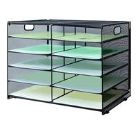 IOUGDSEC Bandeja de papel para cartas con asa, organizador de archivos de escritorio de malla metálica de 10 niveles, bandejas de archivo de escritorio de papel A4 para oficina en casa, color negro