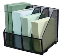 IOUGDSEC Bandeja de papel para cartas, organizador de archivos de escritorio de malla metálica de 4 niveles, bandejas de archivo de papel A4 para oficina en casa, color negro