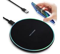 IOUGDSEC Cargador inalámbrico con luz indicadora, almohadilla de carga inalámbrica rápida con cable USB-C, certificado Qi de 15 W máximo, compatible con iPhone 15/14/13/12/XS AirPods, Samsung Galaxy
