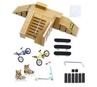 IOUGDSEC Kit de parque de patinaje, piezas de rampa de dedo, patineta, parque, accesorios de entrenamiento con 3 tablas de dedos, 2 patines en línea, scooters