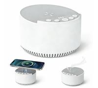 IOUGDSEC Máquina de ruido blanco con cargador inalámbrico y altavoz Bluetooth, máquina de sonido para dormir con 6 sonidos relajantes para bebés adultos, terapia de sueño con luz nocturna con 3 modos
