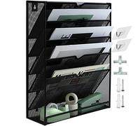 IOUGDSEC Organizador de archivos de pared A4 de 6 niveles de malla en bandeja para colgar archivos de pared, organizador de correo, bandejas de almacenamiento de cartas, organizador de archivos