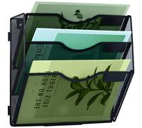 IOUGDSEC Organizador vertical de archivos de malla de 3 niveles para colgar en la pared, para oficina, escuela, hogar, color negro