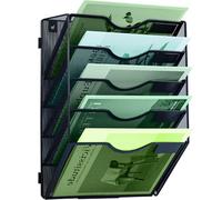 IOUGDSEC Organizador vertical de archivos de malla de 5 niveles para colgar en la pared, para oficina, escuela, hogar, color negro