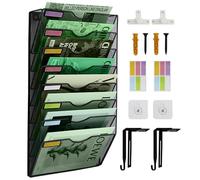 IOUGDSEC Organizador vertical de archivos de malla de 8 niveles, organizador de archivos de pared para oficina, escuela, hogar, juego de ganchos para etiquetas de nombre incluido