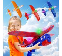 IOUGDSEC Paquete de 3 aviones lanzador de juguetes de avión, catapulta deslizante de espuma LED, 2 modos de vuelo, volar, 3-12 años de edad, regalos de cumpleaños para niños y niñas