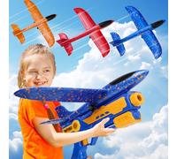 IOUGDSEC Paquete de 3 aviones lanzador de juguetes kits de avión, catapulta deslizador de espuma, 2 modos de vuelo, volar, 3-12 años de edad niños niñas regalos de cumpleaños