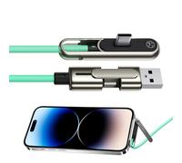 Iouyjiu 240W Stand Data Cable - Double Head Foldable Fast Charging Cord | 2 in 1 Sideways Invisible Holder with Durabled Connector, Charger Cable for Smartphones Tablets Electronics Outdoor Office