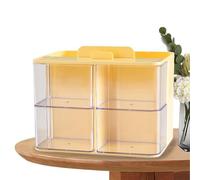 Iouyjiu Aesthetic Desktop Storage Box, Miscellaneous Items Storage, Decorative Personalized Desk Storage, Multifunctional Desk Organizers 6.69x5.12x5.51 for Home, Work, Study Room (White, Yellow)
