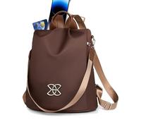 Iouyjiu Anti-Theft Backpack Purse, Lightweight Casual Daypack, Secure Chest Bag Purse, Water Bottle Holder, Comfortable Commuter Bag, for Women, Travel, 32x16x37cm Black Brown, marrón, Se référer au