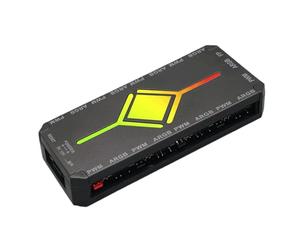 Iouyjiu ARGB - Controlador PWM de 3 pines divisor magnético para configuración de iluminación | Hub LED con control remoto inalámbrico, unidad compacta de gestión de energía para escritorio, cine en