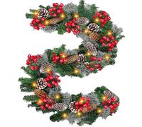 Iouyjiu Artificial Christmas Garland, Iluminada con LED de Batería, Para Decoración de Hogar y Centros Comerciales