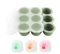 Iouyjiu Baby Food Freezer Tray, Puree Storage Container, Silicone Cube Mold, 9 Grid Green Tray, Fridge Safe for Breastmilk, Snacks, Ice, Meal Prep Baby Feeding, 7.4x7.4x1.77 Inches