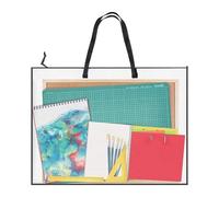 Iouyjiu Bag Large Art Storage - Caja Transparente De 19x25 Pulgadas con Cremallera Y Mango, Durabilidad Ecológica | Trabajo De Arte Portátil Carpeta De Documentos para Estudiantes, Maestros Y Artist