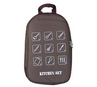 Iouyjiu Camping Cutlery Organizer, Outdoor Storage Bag, Multi-Pocket Camping Accessory, Sturdy Travel Case, Easy-to-Clean Design, Ideal para Hiking, Picnic y BBQ, Coffee Color, Se référer au