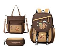 Iouyjiu Capybara Backpack Set for Kids, Large Capacity Waterproof Cartoon Bookbag with Pencil Case, Cute School Bag for Girls, Boys, Students, Travel, Birthday, Daily Use, 1 Set, a, Se référer au