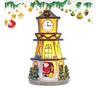 Iouyjiu Casas De Navidad | Torre Reloj Decorativo Iluminado,Pieza Maestría de Mesa para Fiestas Decoración Interior Sala Dormitorio Oficina Ventana