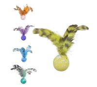 Iouyjiu Cat Ball Toy Set, 5-Piece Interactive Bouncy Balls with Feathers, Safe and Fun Teething Toys for Cats, Engaging Play for Exercise and Stress Relief, 5.12x1.18 Inches