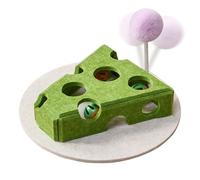 Iouyjiu Cat Puzzle Toy, Interactive Feeder, Cheese Shape Design, Includes Teaser Wand Bell Ball Mental Stimulation Play Box Ideal for Playground Floor Use, 8.66x7.87x2.17 Inches