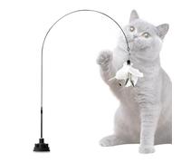 Iouyjiu Cat Teaser Wand, Cat Teaser Stick, Interactive Kitten Toy with Strong Suction Cup Base and Indestructible Build for Long Lasting Daily Entertainment, 1 Piece