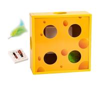 Iouyjiu Cheese Box Toy, Feather Cat Toy, Interactive Cat Toy, Cat Entertainment Toy, Cat Teasing Toy, Feather Rotation Maze Toy With Automatic Motion Sensing For Cats