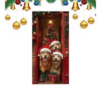Iouyjiu Christmas Door Cover - 2D Winter Holiday Door Wrap Decoration | Festive Seasonal Background Props for Home, Kitchen, Outdoor Photography or Seasonal Display Use, 35.4x70.8in