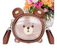 Iouyjiu Cute Bear Water Bottle - Leak-Proof Portable Double Drinking Straw Cup for School, Travel, Outdoor Activities | 750ml Cartoon Drink Bottle for Kids and Adults