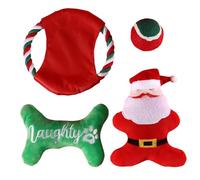 Iouyjiu Dog Interactive Chew Toy, Plush Christmas Theme Toy, Reduce Indoor Boredom Toy, Flying Disc Sound Making Toy, Ball Sound Making Toy, Interactive Dog Chew Toy for Camping, Travelling
