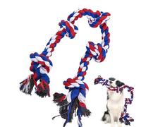 Iouyjiu Dog Rope Toy, Heavy-Duty Chew Toy, Teething Relief, Durable Cotton Fibers, Interactive Tug-of-War for Medium and Large Breed Dogs, 90x5x5cm 730g Blue White Red