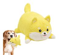 Iouyjiu Dog Squeaky Toys, Calming Chew Toys, Interactive Dog Training, Durabless Dogs Shaped Toy, Stimulating Boredom Relief for Aggressive Chewers, 30x24x19cm Yellow White