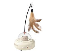 Iouyjiu Electric Interactive Cat Toy, Indoor Feather Cat Toy, Fun Automated Cat Teaser, Rechargeable Cats Teaser Wand Toy 4.53x4.33x11.02 Inches for Chasing and Hunting (Creamy, Pink)