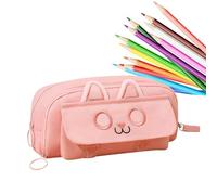 Iouyjiu Embroidered Cat Pencil Bag, Cat Themed Zippered Pencil Pouch, Lightweight Large Capacity Pencils Case Stylish Pencil Storages 8,27 x 3,15 x 4,33 for School, Home (Beige, Black, Pink), rosa, Se