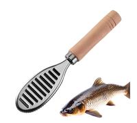Iouyjiu Fish Scaler - Manual Scraping Tool For Easy Cleaning | Stainless Steel Bladed with Wooden Grip Handle, Handheld Seafood Preparation Accessory For Kitchen Cooking Outdoor Trips