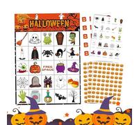 Iouyjiu Halloween Bingo Game Set, Paper Party Activity Cards, Interactive Craft Game Accessories Fun Entertainment for Kids and Adults, Classroom, Party, Family, 7.09x11.02x0.39 pulgadas