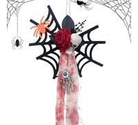 Iouyjiu Halloween Decor Set, Haunted House Decoration, Creepy Skull Spider Prop, Realistic Hanging Ornament Durabled Lightweight for Indoor Wall Door Window Display, 19,69 x 12,2 pulgadas